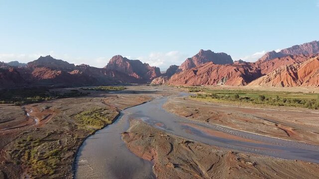 drone shot of the tianshan mysterious grand canyon in xinjiang, china