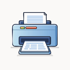 Blue Cartoon Printer Printing Documents with Paper.