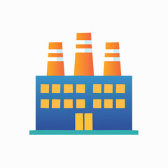 Colorful Illustration of a Factory with Smokestacks