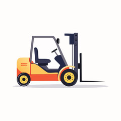 Colorful Illustrated Forklift Truck on White Background