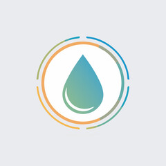 Gradient Blue Water Drop Inside Circular Design