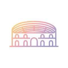 Colorful Stadium Icon with Arches and Gradient Roof