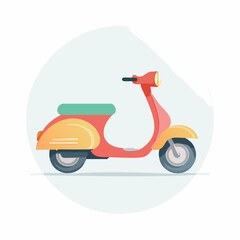 Colorful Retro Scooter Illustration with Yellow and Red Accents