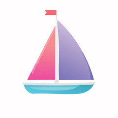 Colorful Sailboat with Pink and Purple Sails