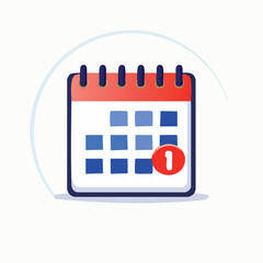 Cartoon Calendar Icon with Notification and Number One
