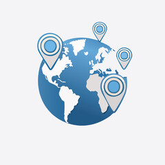 Globe with Location Markers Indicating Global Destinations