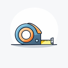 Cartoon Illustration of a Blue and Orange Tape Measure