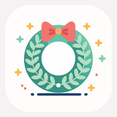 Festive Green Wreath with Red Bow and Decorations