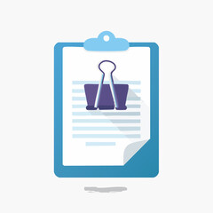 Blue Clipboard with Paper and Binder Clip