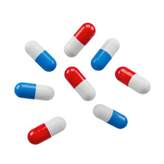 Pills Capsules Red Blue White Isolated On Transparent Background