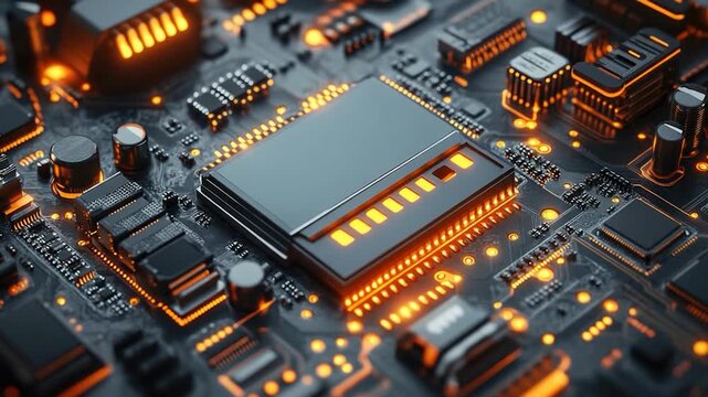 A detailed image of a computer motherboard with various components and connectors