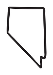 Fototapeta premium Bold black outline of the state of nevada in a simple geometric shape.