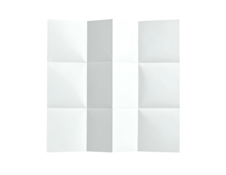 A precisely folded white paper, showing creases for easy division into equal parts