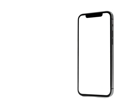A silver-framed smartphone with a bright screen, angled right, stands out against black background