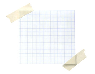Square gridded paper taped onto a black background with masking tape pieces