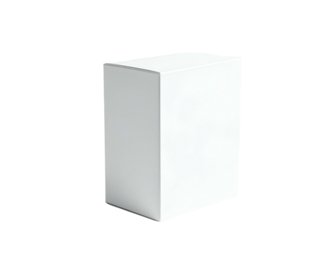 Isolated white rectangular prism against black background, rendered for product presentation
