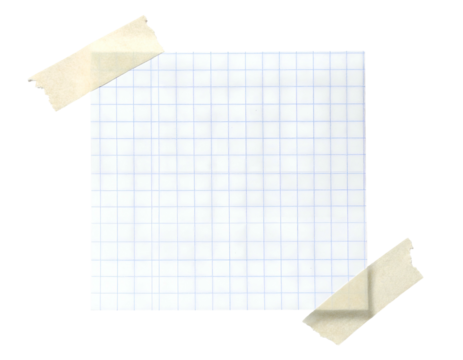 Square gridded paper taped onto a black background with masking tape pieces