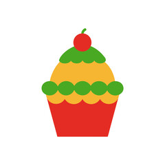 christmas cupcake icon clipart vector on transparent background