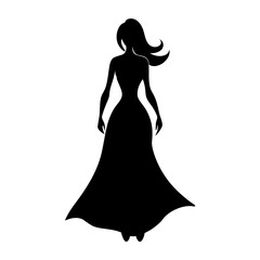 silhouette of a girl in a dress