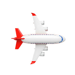 Naklejka premium White Red Airplane Top View Isolated On Transparent Background