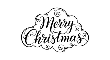 Elegant Merry Christmas Calligraphy Design with Swirls and Ornaments.