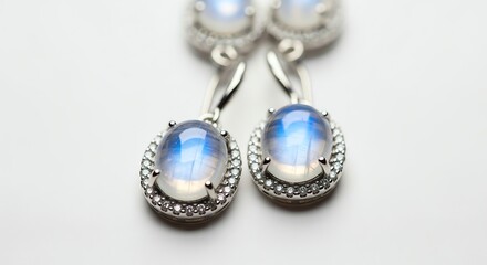Moonstone earrings with diamond accents