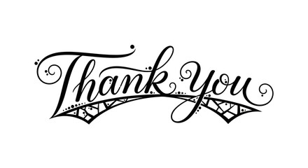 Elegant Calligraphic Thank You Design for Appreciation and Gratitude.