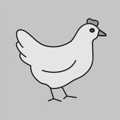 White Chicken Hen Minimal Line Icon