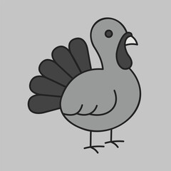 Cute Turkey Bird Minimal Line Icon