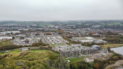 A panoramic view of the town of Dumbarton in Scotland