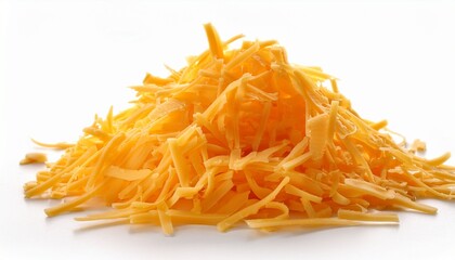 Fototapeta premium Shredded Cheddar Cheese Isolated On White Background