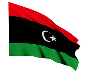 Realistic 3D Rendering Waving National Flag of Libya