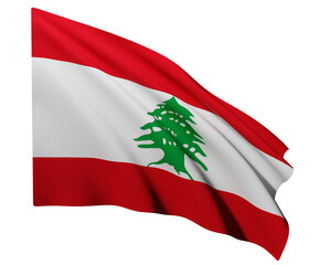 Realistic 3D Rendering Waving National Flag of Lebanon