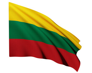 Realistic 3D Rendering Waving National Flag of Lithuania