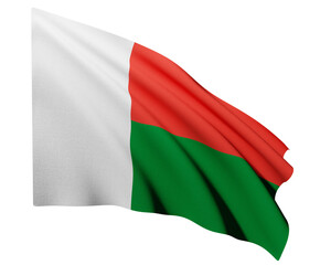 Realistic 3D Rendering Waving National Flag of Madagascar