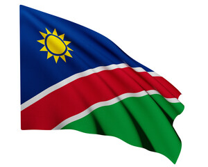 Realistic 3D Rendering Waving National Flag of Nambia