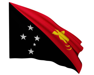 Realistic 3D Rendering Waving National Flag of Papua New Guinea