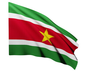 Realistic 3D Rendering Waving National Flag of Suriname