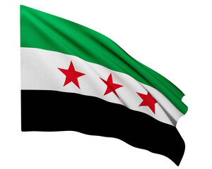 Realistic 3D Rendering Waving National Flag of Syria