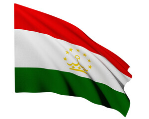 Realistic 3D Rendering Waving National Flag of Tajikistan