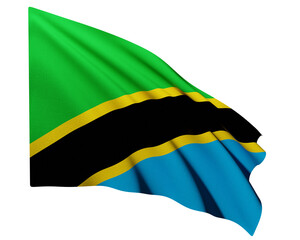 Realistic 3D Rendering Waving National Flag of Tanzania