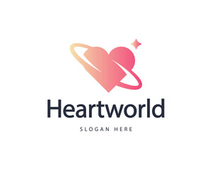 Abstract spin heart, love colorful gradient logo design template. Minimalistic cardiology, wedding, valentine day  sign symbol mark logotype