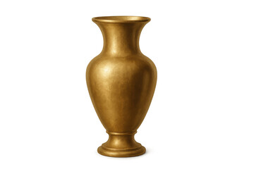 Golden antique vase on transparent background, decorative empty urn, classic luxurious object