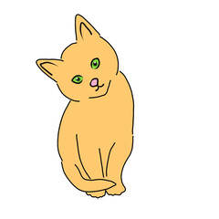Inquisitive Orange Tabby Kitten Illustration
 
