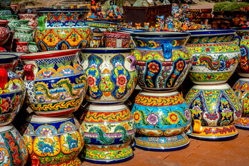 Brightly colored outdoor plant pots for sale