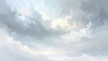 Dramatic Cloudy Sky with Soft Sunlight Breaking Through Wispy Clouds on a Bright Day