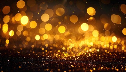 Golden Bokeh Lights Overlay Abstract Background With Sparkle And Shine Effect