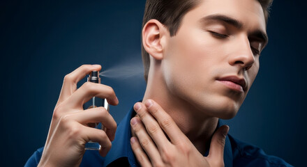 A man applying fragrance to his neck for a fresh scent experience