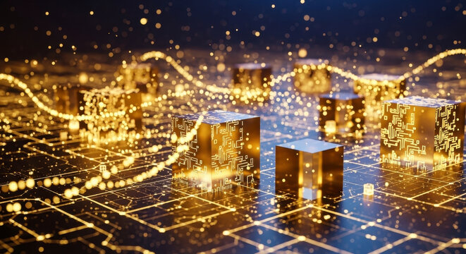 Futuristic Digital Network Data Flow and Global Technology Innovation