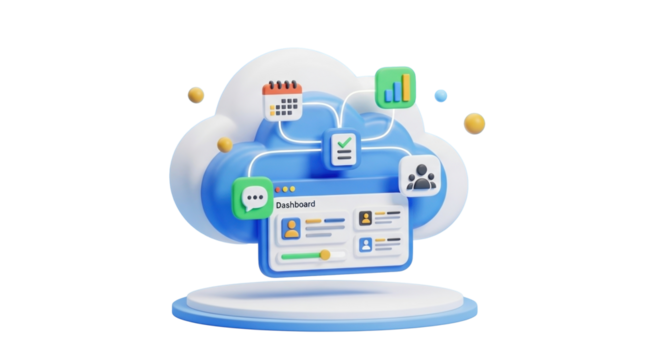 3D Icon Cloud-Based Project Management Dashboard for Team Collaboration3D